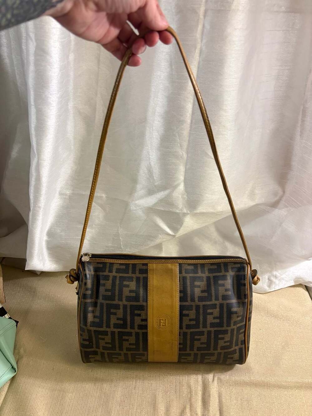 Vintage Fendi Zucca Monogram FF Logo Shoulder Bag